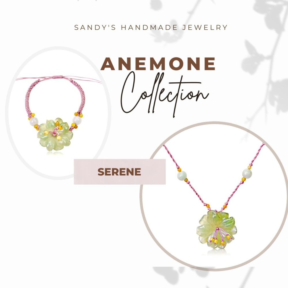 Unforgettable Anemone Flower Handmade Jade Bracelet